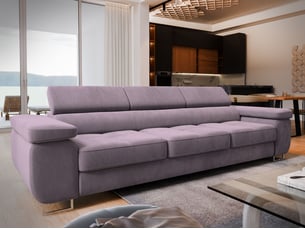 Canapé droit convertible <strong>MASSENO</strong> <strong></strong> 3 places Velours violet