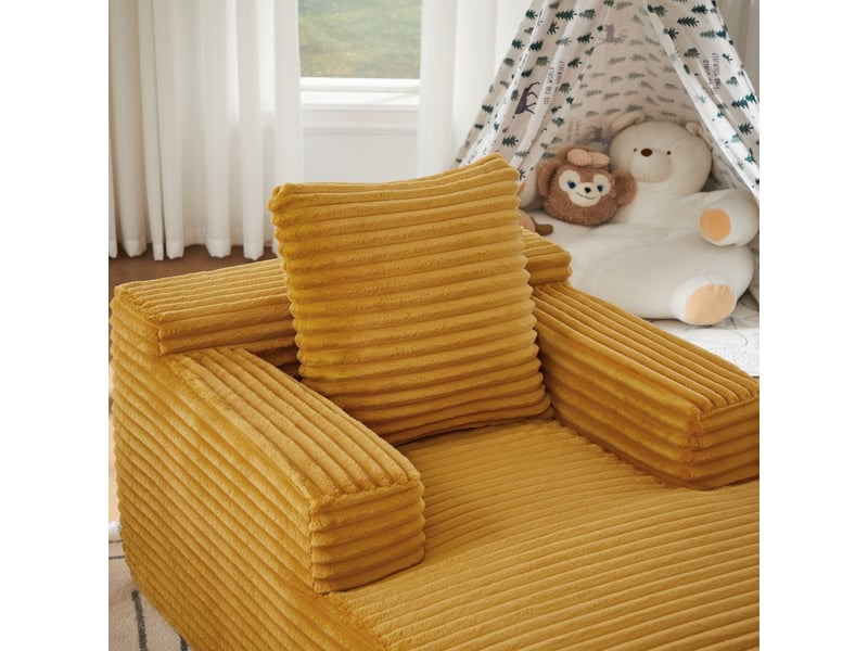  Chaise longue canapé en velours côtelé - méridienne confortable sans montage fauteuil relax de salon et bureau 1 place - jaune  - Conforama D