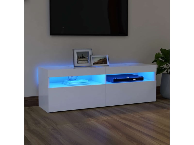 Meuble tv - banc tv - meuble de rangement avec lumières led blanc 120x35x40 cm - Conforama B