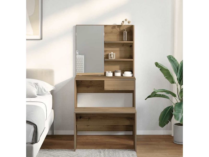  Ensemble de coiffeuse chêne artisanal bois ingénierie shl84725  - Conforama C