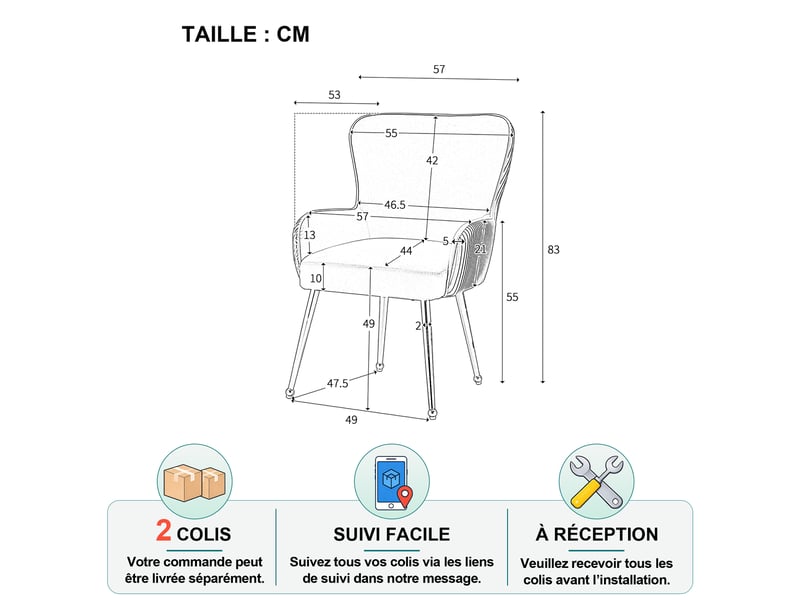 Chaise de salle à manger lot de 4 avec accoudoirs, soutien lombaire et pieds réglables en velours beige et or - Conforama D