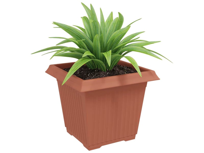 Jardinière - pot de fleurs carré 6 pcs rouge brique 33 x 33 x 26 cm plastique - Conforama C