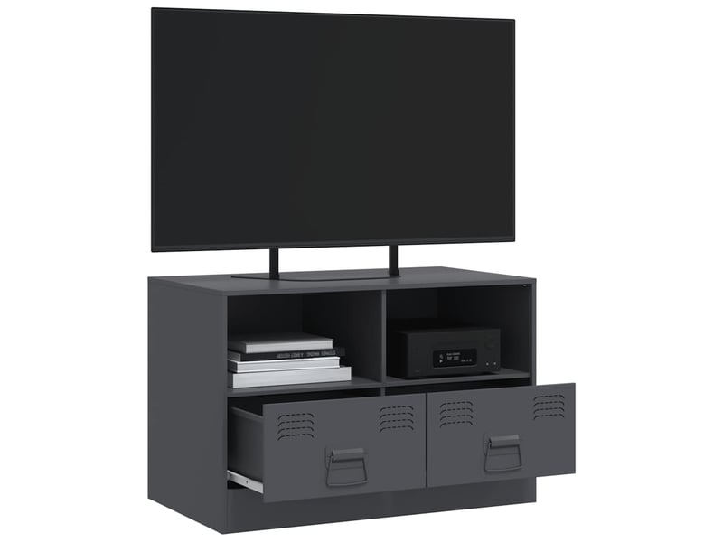 Meuble tv - banc tv - meuble de rangement anthracite 67x39x44 cm acier  - Conforama E