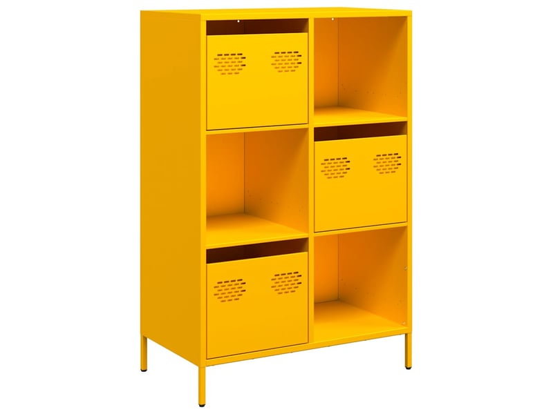  Buffet haut - bahut - meuble de rangement jaune moutarde 68x39x103,5 cm acier  - Conforama A