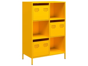 Buffet haut - bahut - meuble de rangement jaune moutarde 68x39x103,5 cm acier