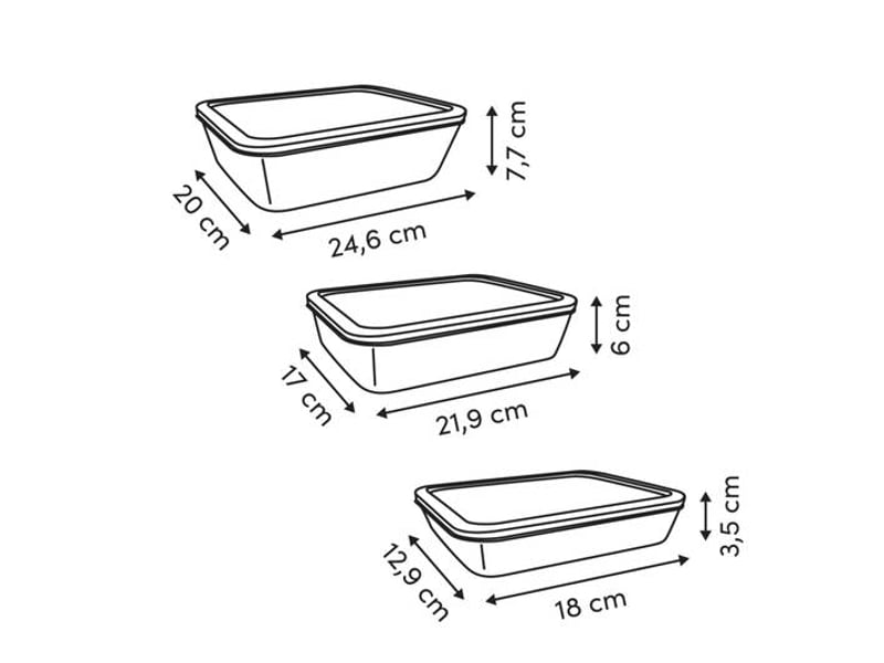  Lot de 3 plats à four en verre transparent avec couverts essentiels rectangulaires KEEPEAT - Conforama C