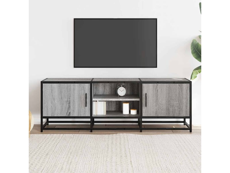  Meuble tv - banc tv - meuble de rangement sonoma gris 120x35x41 cm bois d'ingénierie et métal  - Conforama C