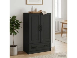 Buffet - bahut - meuble de rangement avec tiroir noir 66 x 34,5 x 92 cm bois d'ingénierie