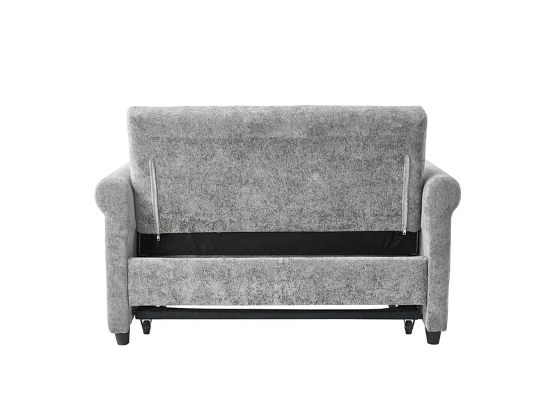  Canapé droit convertible 2 places en tissu gris, dossier réglable 3 positions et couchage 170 x 98 cm pour invités  - Conforama D