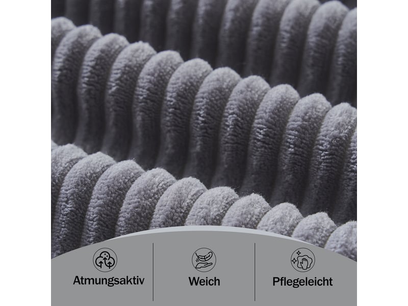  Canapé d'angle, canapé modulable – avec méridienne, en velours tricoté, gris, mousse haute densité, 2 places  - Conforama D