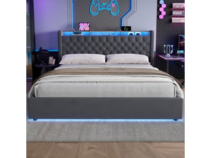 Lit coffre 180x200 cm REDOM   coloris gris