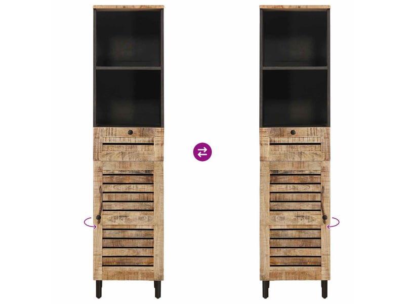 Cabinet de salle de bain, armoire salle de bain marron et noir 38 x 33,5 x 160 cm cf65386 - Conforama E