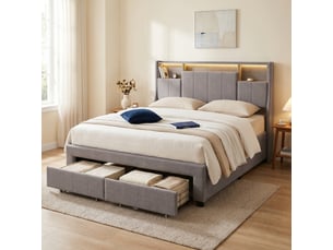 Lit avec rangement 160x200 cm Lonelyo coloris gris