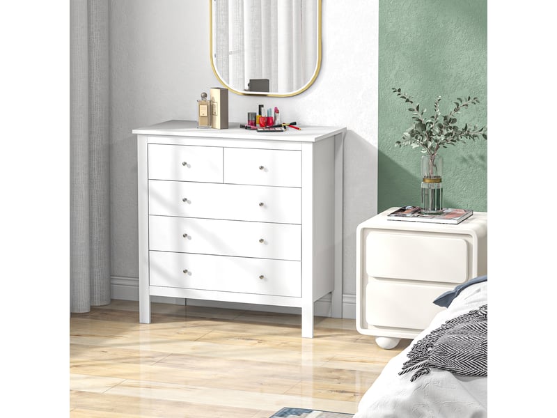  Commode, buffet, ouverturefermeture silencieuse, dispositif anti-basculement, 79 x 39,5 x 80,5 cm, blanc  - Conforama D