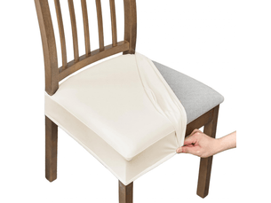 Lot de 4 housses de siège de chaise imperméables, housses de chaise en cuir pu, amovibles et lavables, blanc cassé