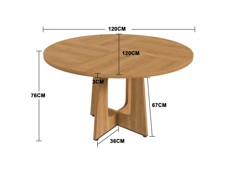 Table à manger ronde 120 cm, 4-6 personnes, plateau mdf effet chêne, table de cuisine et salle à manger - chêne - Conforama D