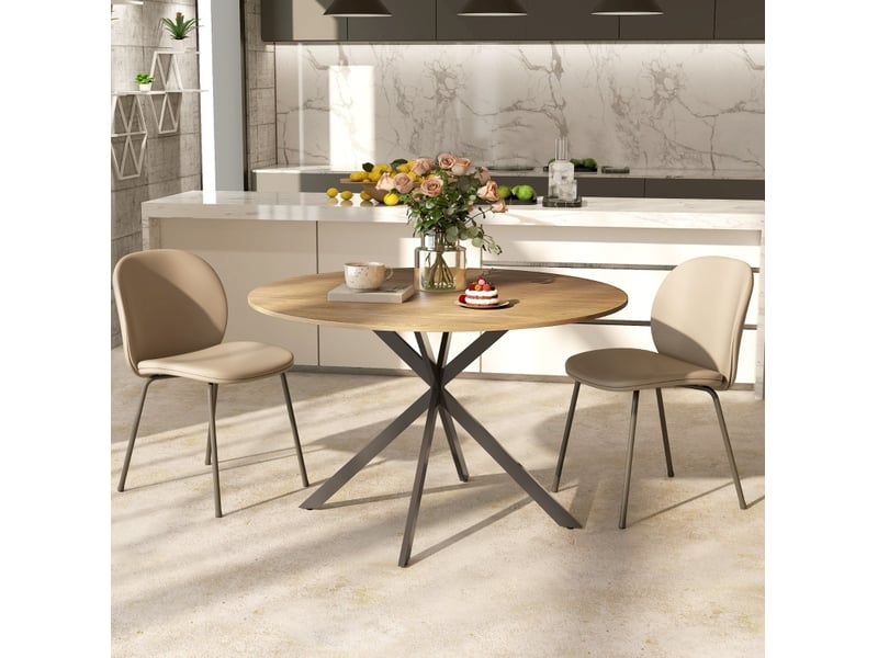 Table à manger ronde ø120 cm pour 4 personnes style industriel coloris chêne - Conforama B