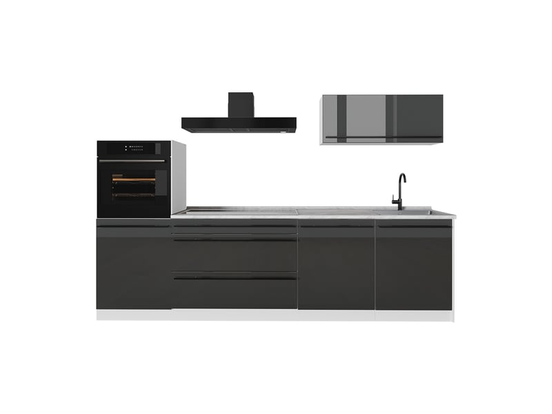  Vicco cuisine, anthracite haute brillanceblanc, 280cm plan de travail marbre  - Conforama A