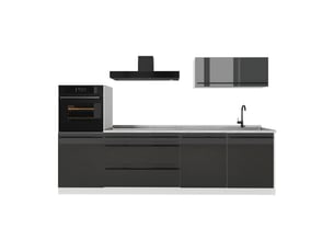 Vicco cuisine, anthracite haute brillanceblanc, 280cm plan de travail marbre