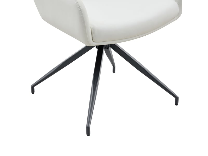 Ensemble table ronde diamètre 85 cm avec 2 fauteuils pivotants – transparent, blanc et noir – style chic - Conforama E
