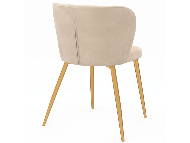  Lot de 6 chaises kasia en velours beige pieds dorés  - Conforama E
