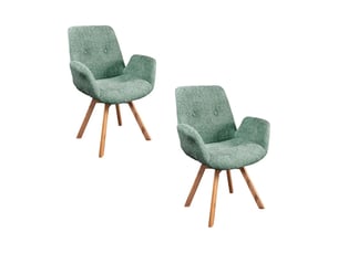 Lot de 2 chaises design sorrano pivotantes à 360° en tissu bouclette vert menthe et pieds en chêne clair