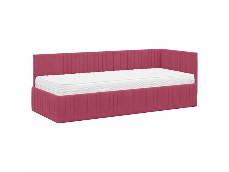 Lit simple- lit adulte - cadre de lit d'angle avec matelas 2 pièces bordeaux 80 x 200 cm - Conforama C