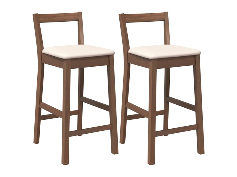  Lot de 2 tabouret de bar avec coussins en bois massif marron et caoutchouc shl26420  - Conforama A