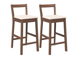 Lot de 2 tabouret de bar avec coussins en bois massif marron et caoutchouc shl26420