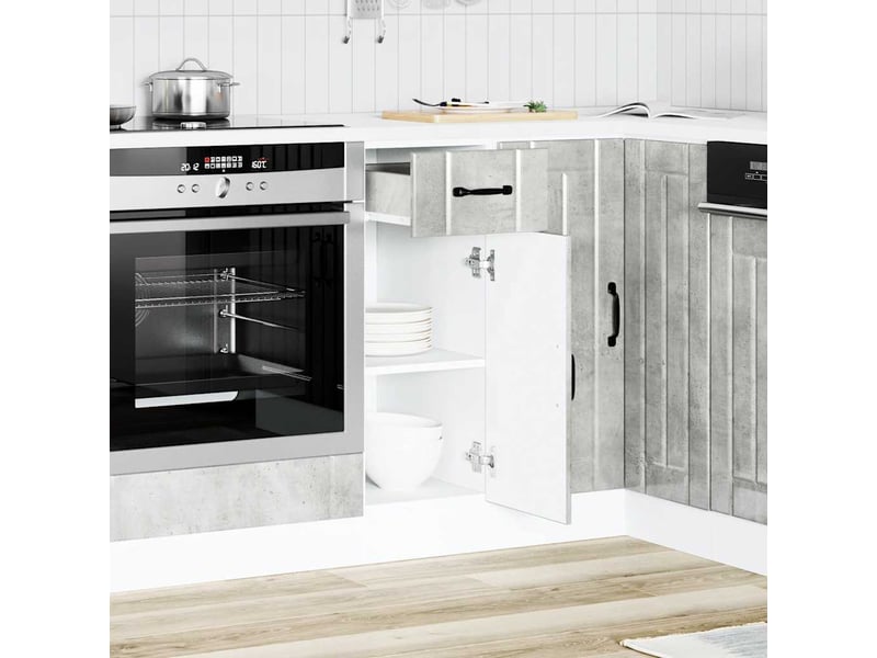  Meuble de rangement, armoire de cuisine lucca gris béton bois ingénierie shl2549  - Conforama A