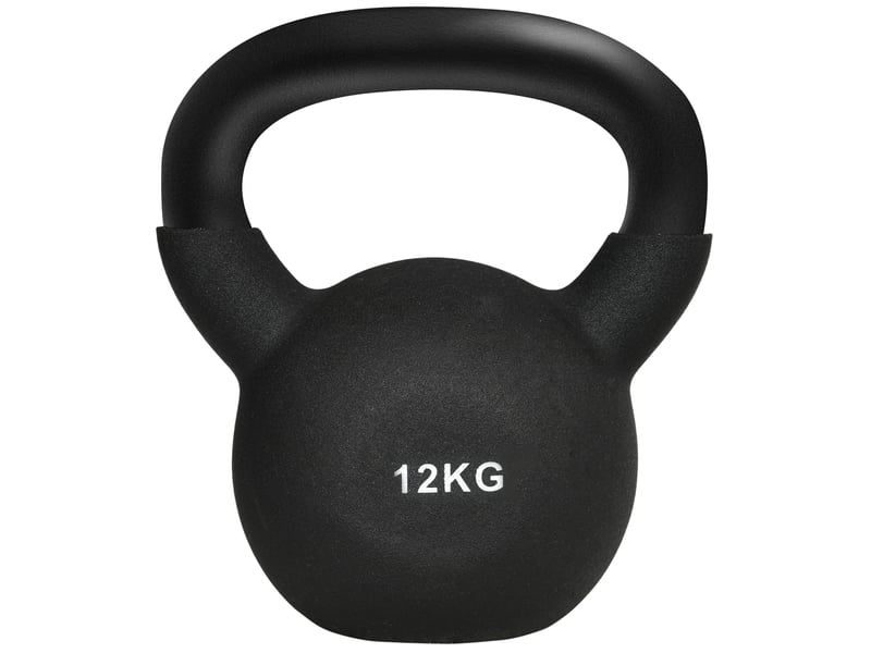  Kettlebell, 12 kg, revêtement plastique, acier, noir, 20 x 13 x 22 cm  - Conforama B