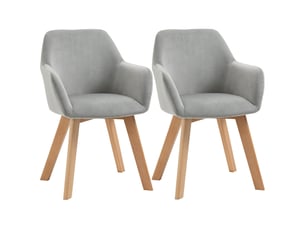 Lot de 2 chaises de salle à manger tissu velours gris et bois 54 x 57 x 80 cm