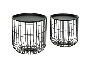 Table basse rond(e) coloris noir <strong>WISHDOR</strong> <strong></strong> - 40 cmx35 cm