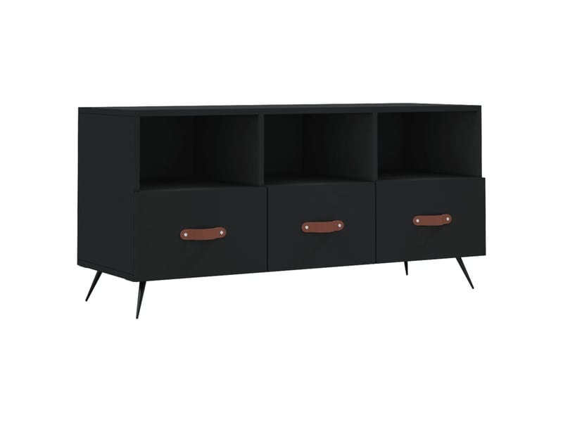  Meuble tv - banc tv - meuble de rangement noir 102x36x50 cm bois d'ingénierie  - Conforama A