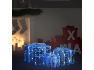 Boîtes-cadeaux de noël décoratives 3 pcs acrylique blanc froid