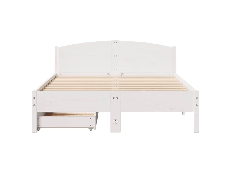  Lit double- lit adulte -  cadre de lit sans matelas blanc 160x200 cm bois de pin massif  - Conforama C
