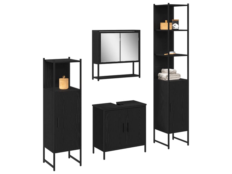  Ensemble de mobilier de salle de bain 4 pc noir cf64531  - Conforama C