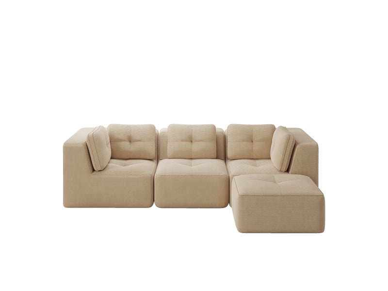  Canapé d’angle modulable 3 places velours côtelé beige – 297 x 177 x 69 cm Fay Lum - Conforama A