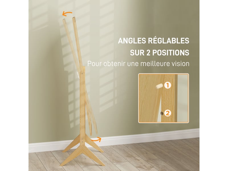  Miroir en pied grand miroir de sol inclinaison réglable pour chambre dressing 47 x 46 x 148 cm en chêne  - Conforama A