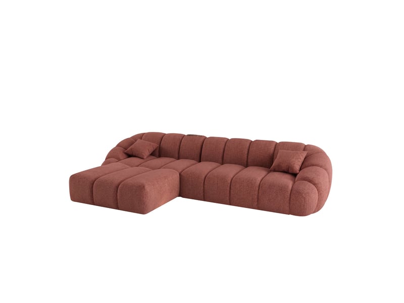  Canapé bulle angle gauche en tissu chenille et bois renforcé brique - serena - morphea  - Conforama A