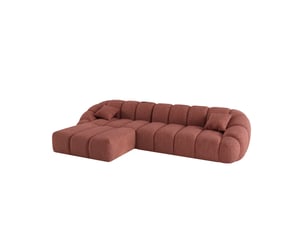 Canapé bulle angle gauche en tissu chenille et bois renforcé brique - serena - morphea