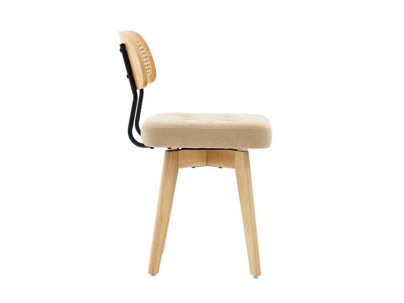  Fauteuil de salon - ensemble de 2 chaises pivotantes à 360°, chaises de cuisine de style moderne du milieu du siècle, kaki  - Conforama A