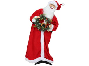 Figurine de père noël, debout de père noël, commande vocale, musique festive, bras pliables, 110 cm, rouge