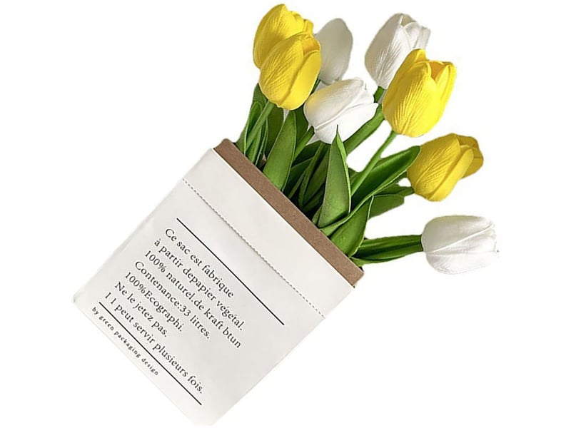  Fleurs artificielles tulipes détails fins couleurs vives résistantes pour bureau salon décoration blanche et jaune  - Conforama D