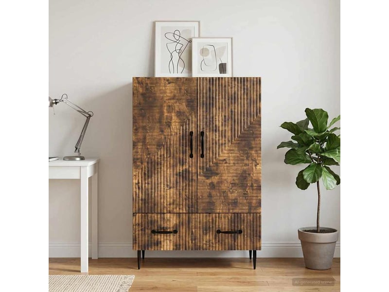 Buffet - bahut - meuble de rangement chêne fumé 66 x 34,5 x 95 cm bois d'ingénierie - Conforama B