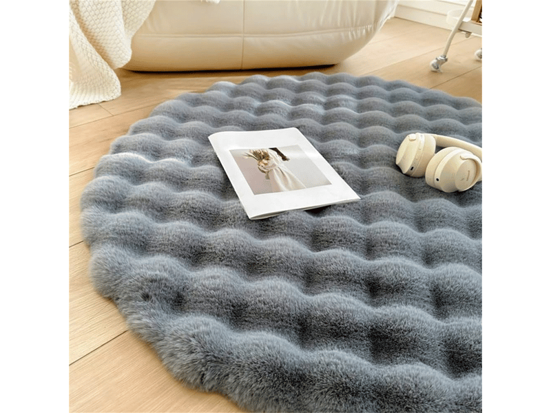  Tapis rond moelleux à poils longs pour salon,chambre à coucher,chambre d'enfants - tapis doux à pile courte absorbant l'eau, (gris foncé,100 cm)  - Conforama B