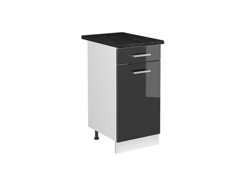  Vicco meuble bas sous-évier, anthracite haute brillanceblanc, 40cm plan de travail anthracite  - Conforama A