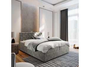 Lit avec rangement 180x200 cm <strong>MASSENO</strong> <strong></strong> coloris gris