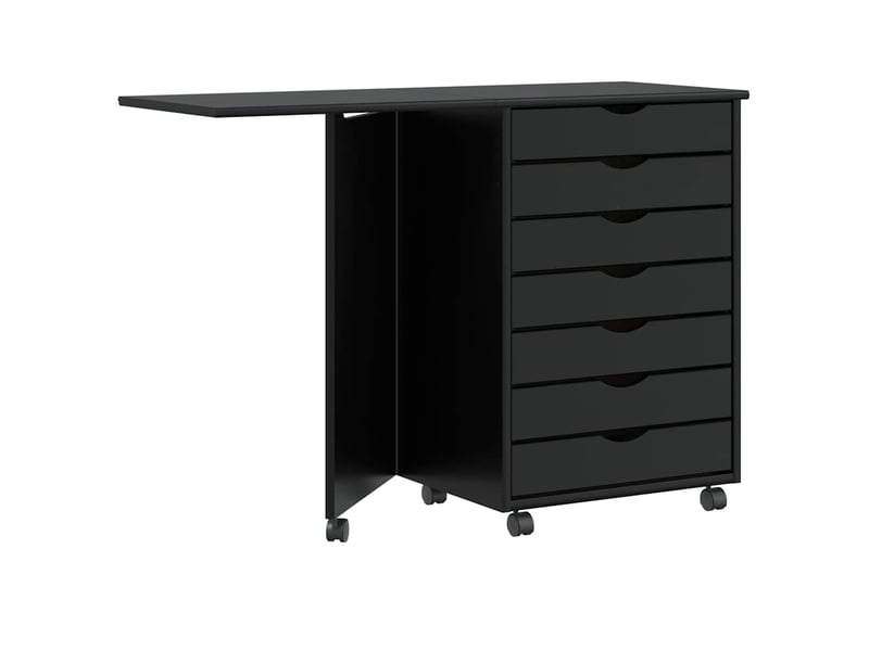  Armoire de rangement roulante avec bureau moss noir bois de pin solide  - Conforama B