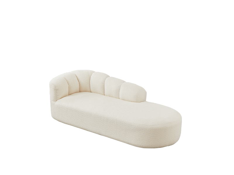  Méridienne 2 places en chenille beige avec dossier ondulé  - Conforama D